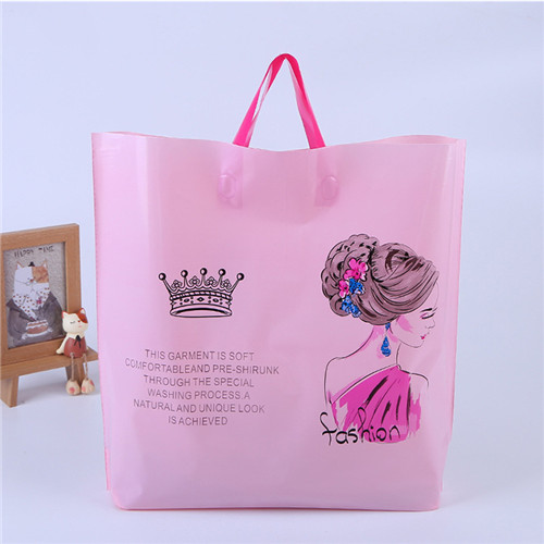 Recyclable Pink Small Handle Shopping Bag Cute Custom Logo Printing Die Cut Plastic  Tote Bag with Handle Plastic Shopping Bag - China Shopping Bag and Tote Bag  price